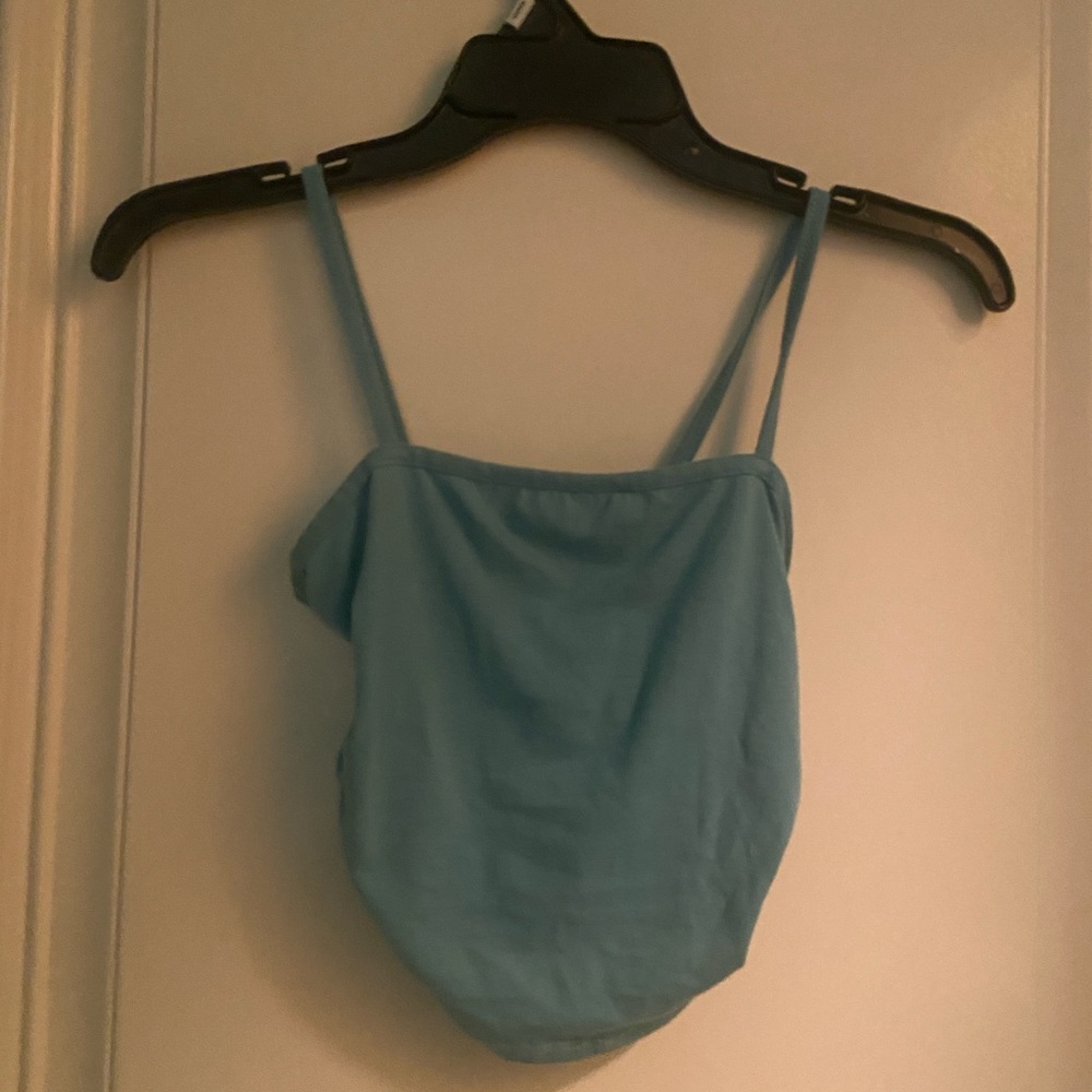DEAD STOCK Teal Blue Tillys Y2K Skater Small Crop Top w/ pinched sides !!
